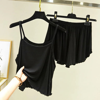 Camisole Sexy Thin Loose Shorts Large Size Pajamas Set