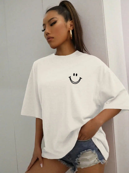 Happy Expression Cotton Short Sleeve Hip Hop T-Shirts
