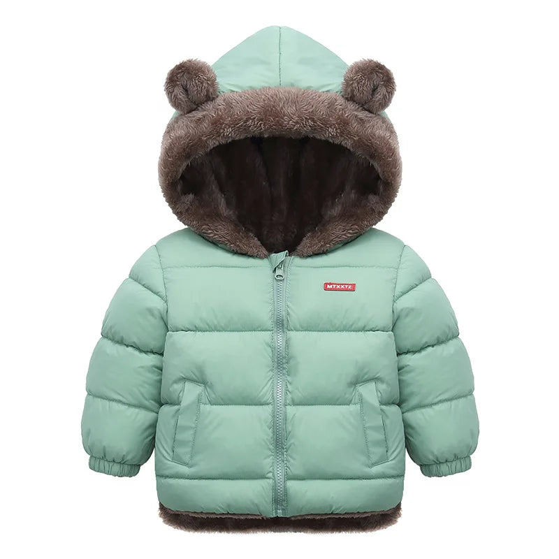 Boys Girls Thick Winter Kids Padded Fleece Warm Cashmere Snowsuit Coats