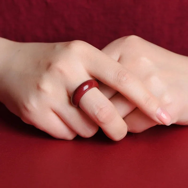 Lucky Cinnabar Red Gift Girlfriend Couple Love Luxury Rings