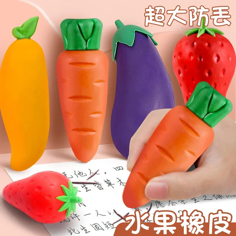 Creative Fruit Eraser Cute Carrot Mango Strawberry Pineapple Pencil Eraser