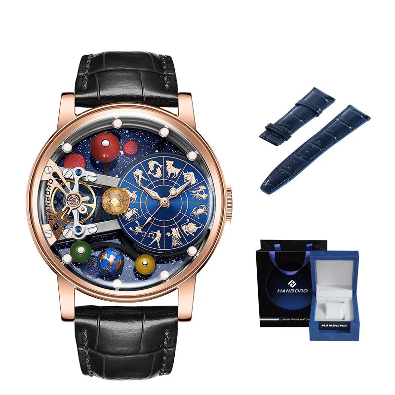Starry Sky Skeleton Automatic Mechanical Luxury Constellation Waterproof Watch