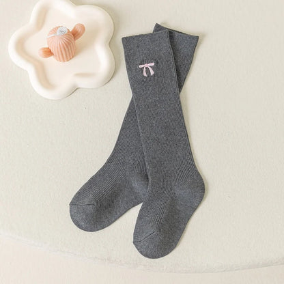Autumn Winter Sweet Bow Knee High Socks Cotton Long Tube Stockings 3-12Y