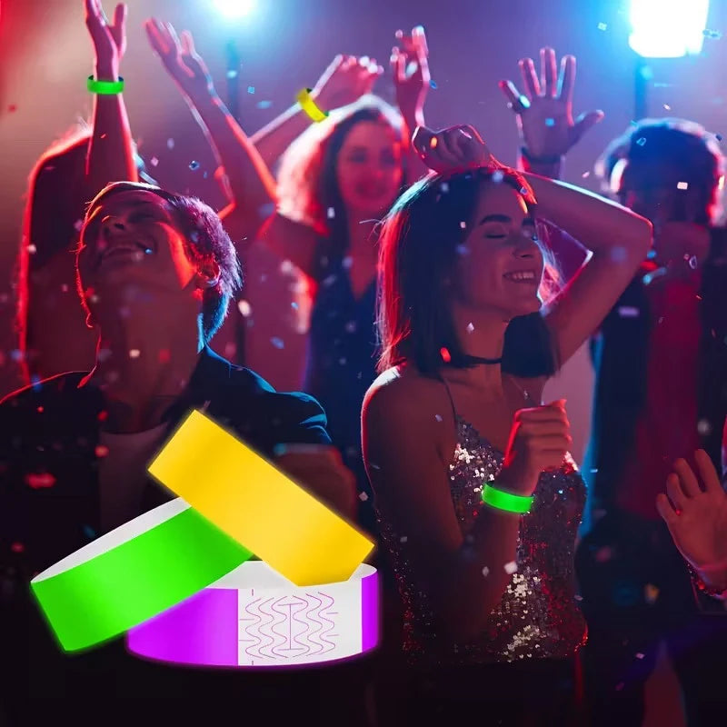 100pcs VIP Neon Paper Wristbands Fluorescent Waterproof