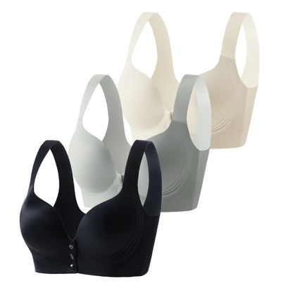 Fall Sweet 3PCS/set Wire-Free Front Closure Plus Size Bra