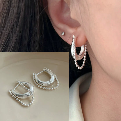 925 Sterling Silver Frosting Hoop Earrings
