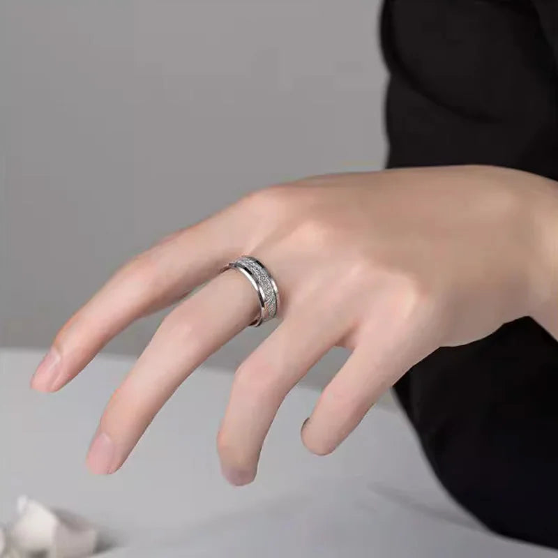 Silver Stainless Steel Groove Multi-Faceted Ring