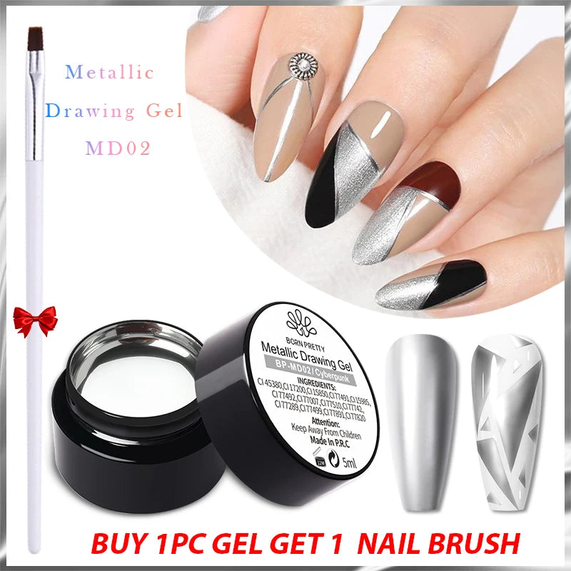 2-4PCS Metallic Painting Gel Polish Gold Silver Rose Gold Mirror Effect