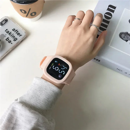 Electronic LED Digital Watch Casual Big Dial Silicone Watch Sports