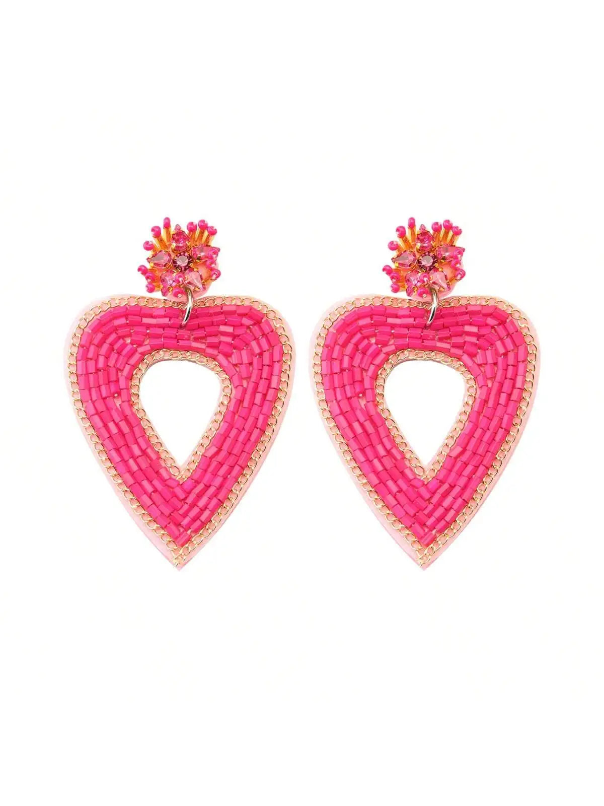 Hearts Dangle Beaded Earrings