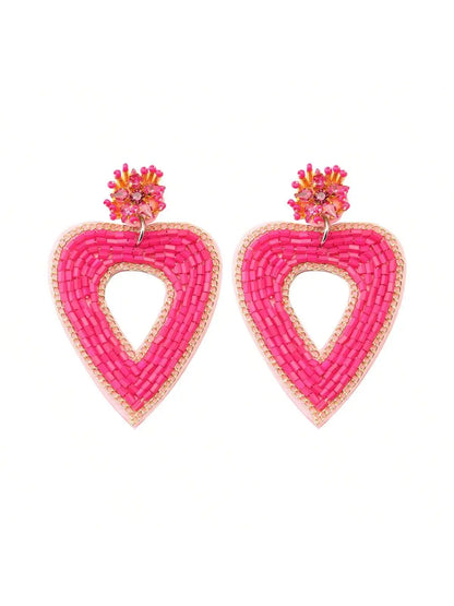 Hearts Dangle Beaded Earrings