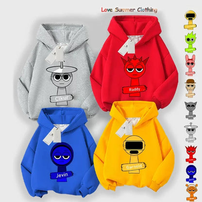 Sprunki Thick Anime Cartoon Sweatshirt Autumn Winter Hip Hop Hooded