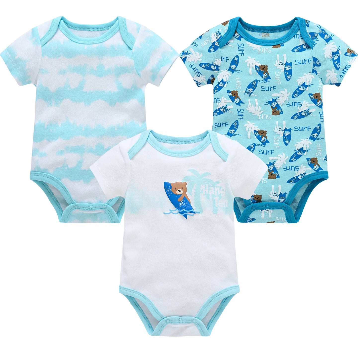 3/6 pcs Baby Girls Cotton Short Sleeve Toddler