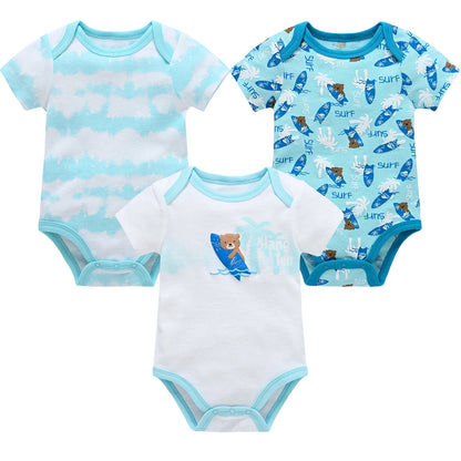 3/6 pcs Baby Girls Cotton Short Sleeve Toddler
