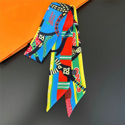Zebra In Flowers Scarf Luxury Silk Scarf Hair Headband Foulard Skinny Scarves