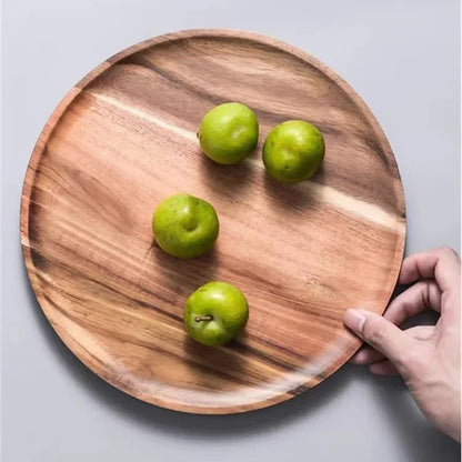 10/15/20/25cm Wooden Round Serving Platter Tray