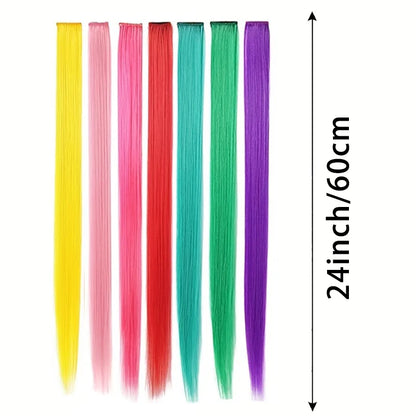 Purple Hair Extensions 6Pcs Wig