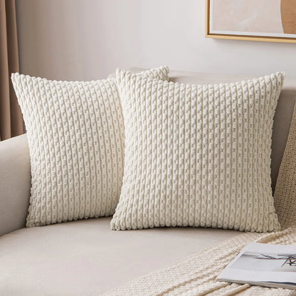 Burnt Orange Striped Cushion Covers Corduroy Pillowcases