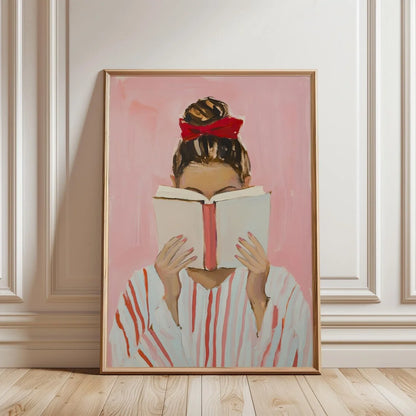 ملصق فني لامرأة تقرأ، لوحة جدارية أنثوية مريحة بنمط كتاب
