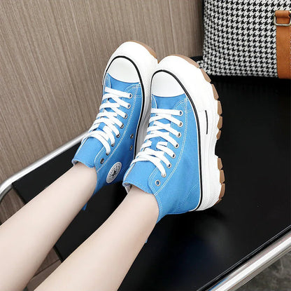High Top Lace-Up Height Canvas Sneakers