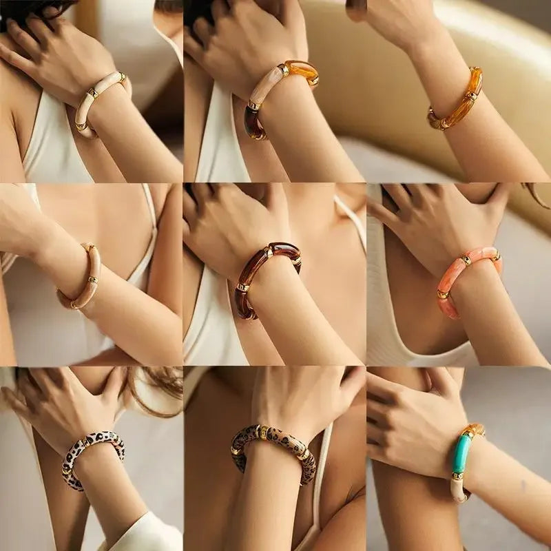 Mixed Color Bamboo Elastic Bracelets