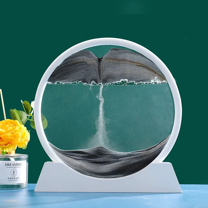 3D Moving Sand Round Glass Deep Sea Home Decoration