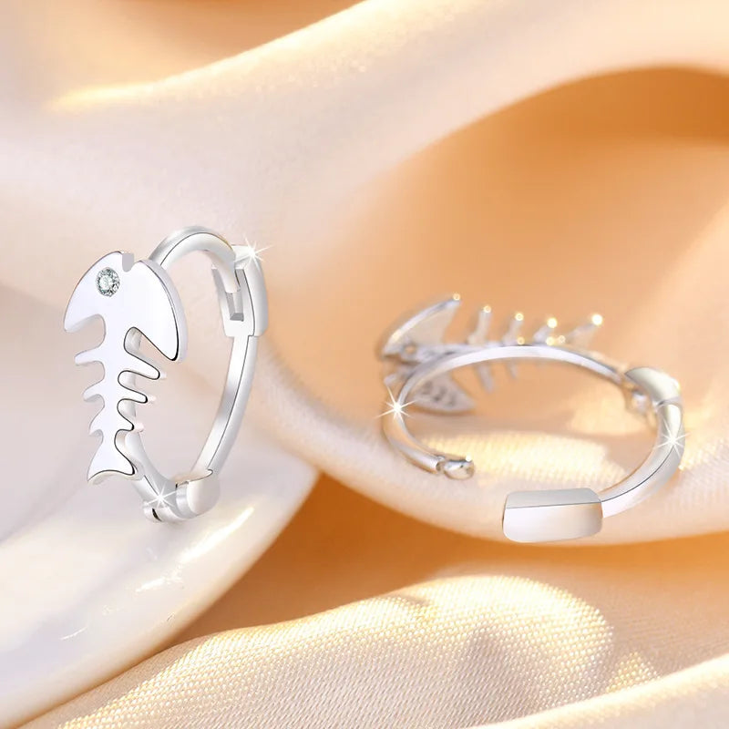 925 Sterling Silver Zircon Buckle Earrings