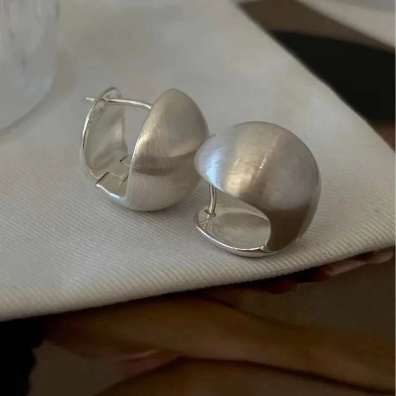 DANA Metal Brushed Frosted Semicircle Stud Earrings