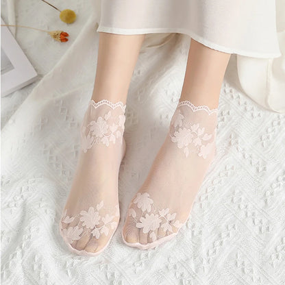 5 Pairs/Lot Lace Transparent Short  Ankle Sock