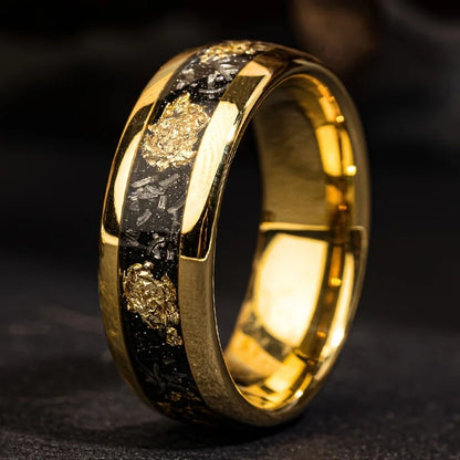 8mm Stainless Steel Ring Inlaid with Blue Pattern Drip Polishing Rings