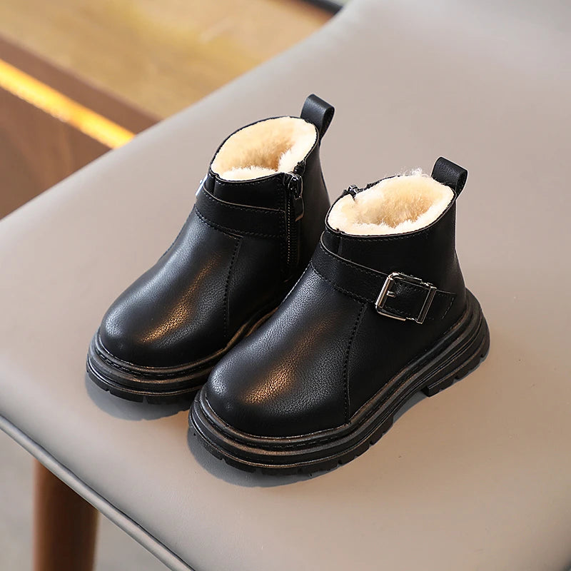 Winter Buckle Fluffy Platform Toddler Short Boot