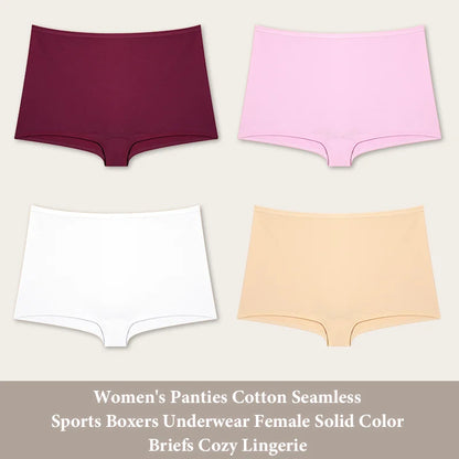 4PCS Cotton Seamless Sports Boxers Underwear  Briefs Cozy Lingerie XS-XL