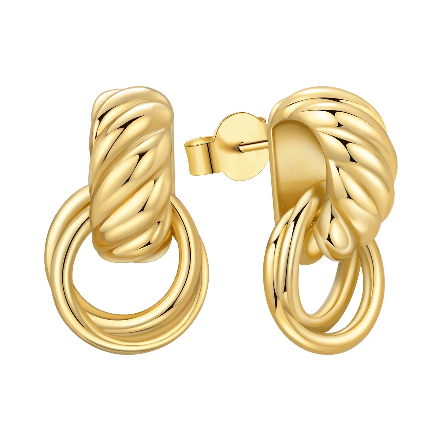 S925 Sterling Silver Zircon 18K Gold Lining Vintage Hoop Earrings