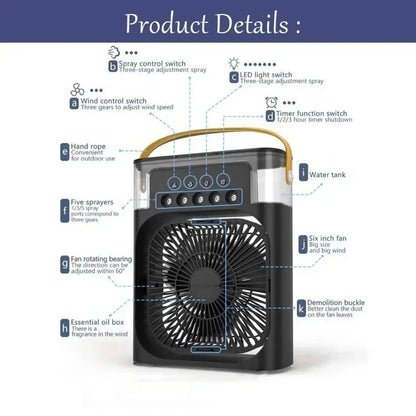 3 In 1 New Fan AIr Conditioner Household Small Air Cooler LED Night Light Portable
