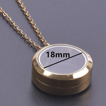 1Pc 10-45mm Round Memory Coin Bezel Locket Pendant Necklaces