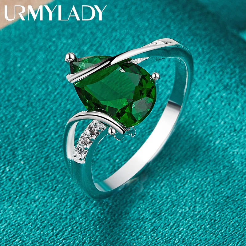925 Sterling Silver Water Drop Turquoise Ring