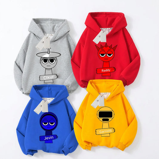Sprunki Thick Anime Cartoon Sweatshirt Autumn Winter Hip Hop Hooded