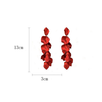 Flower Drop Long Tassel Pendant Earrings