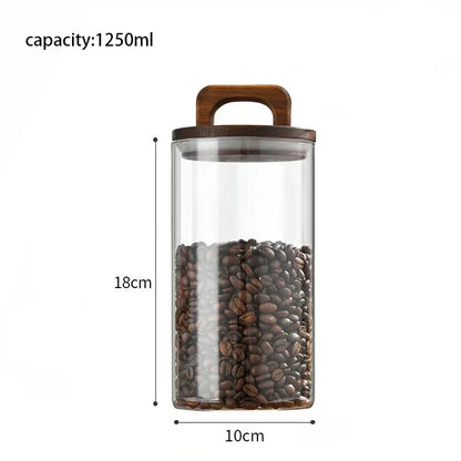 Clear Glass Jar with Bamboo Lid Sealed Canister Food Storage Container