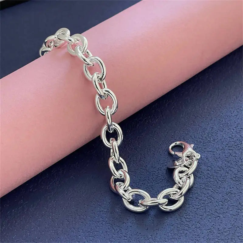DANA 925 Sterling Silver Chain Charm Bracelet
