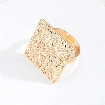 Stainless Steel Irregular Geometric Open Gold Texture Ring