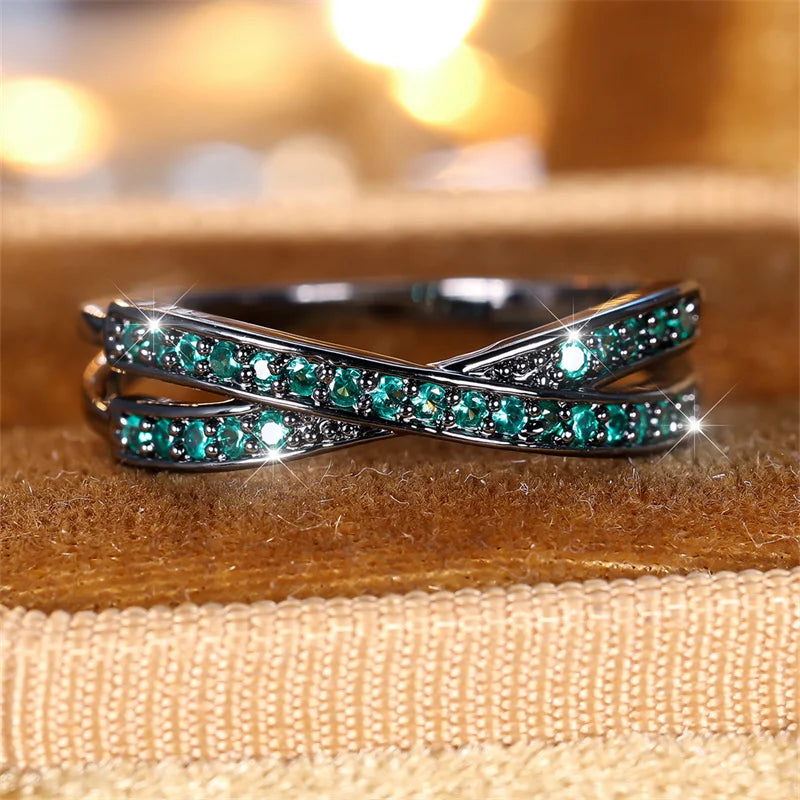 DANA Stacking Crossed Zircon Thin Rings