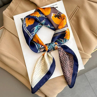 Luxury Silk Square Scarf Soft Satin Horse Hairband Hijab Headband Shawl