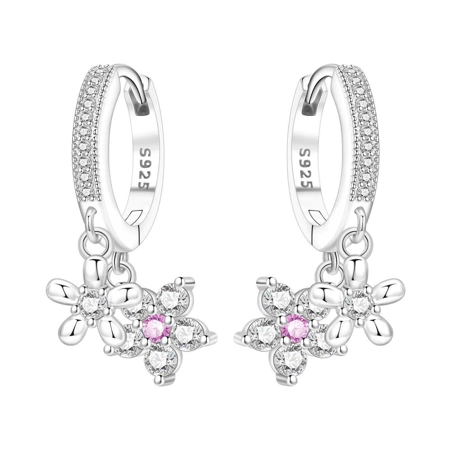 Orstarry Original 925 Sterling Silver Blue Iris Flower Earrings