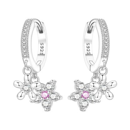 Orstarry Original 925 Sterling Silver Blue Iris Flower Earrings