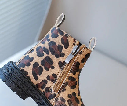Leopard Classic Little Ankle Side Zipper Unisex Rubber Boots
