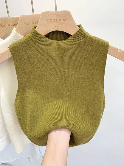 Fall Slim Sweater Short Sleeveless Sweaters Pullovers