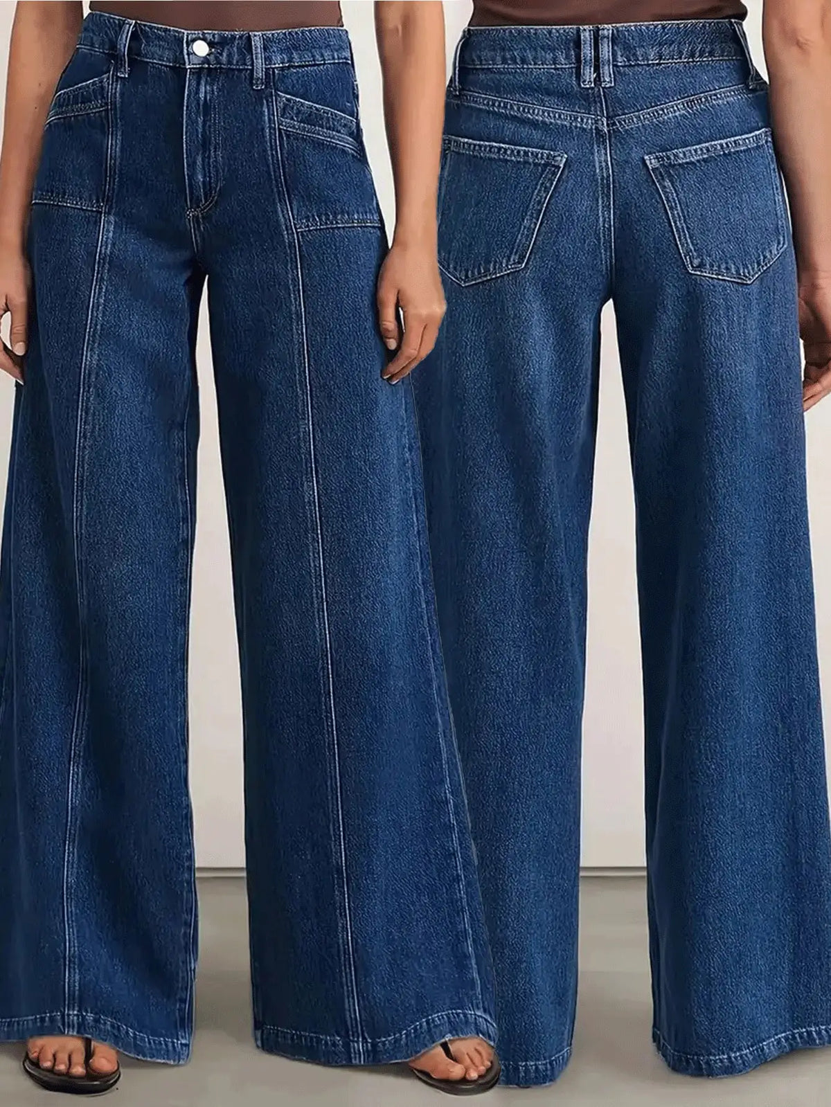 Deep Blue Wide Leg Stylish Denim Jeans