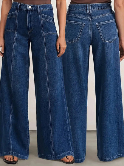 Deep Blue Wide Leg Stylish Denim Jeans