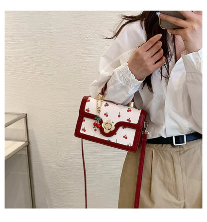 Sweet Cherry Square Chains Crossbody Bags
